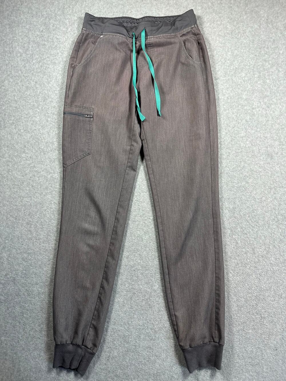 FIGS Zamora Jogger Scrub Pants Women's Est. XS/S Gray Drawstring Side Zip